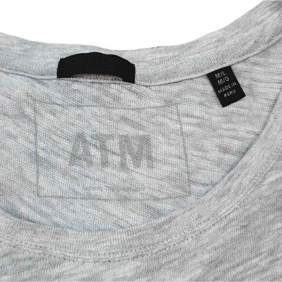 ATM Slub Jersey Boyfriend Crew Neck Tee in Heather Grey Size M/L - Picture 11 of 12